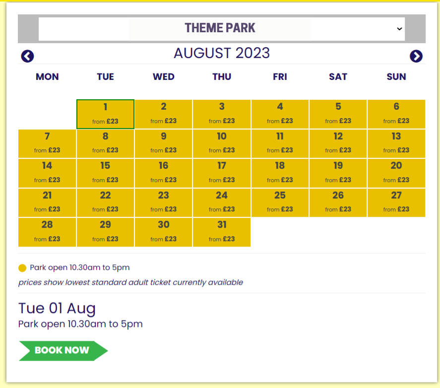 A theme park website using cloud ticketing and dynamic pricing options, provided by Haven Systems.
